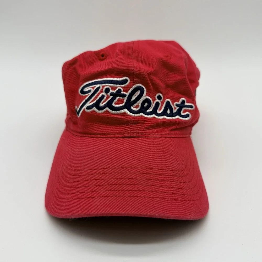 Titleist Pro V1 FootJoy FJ Hat Red Adjustable Strapback Golf Performance Cap